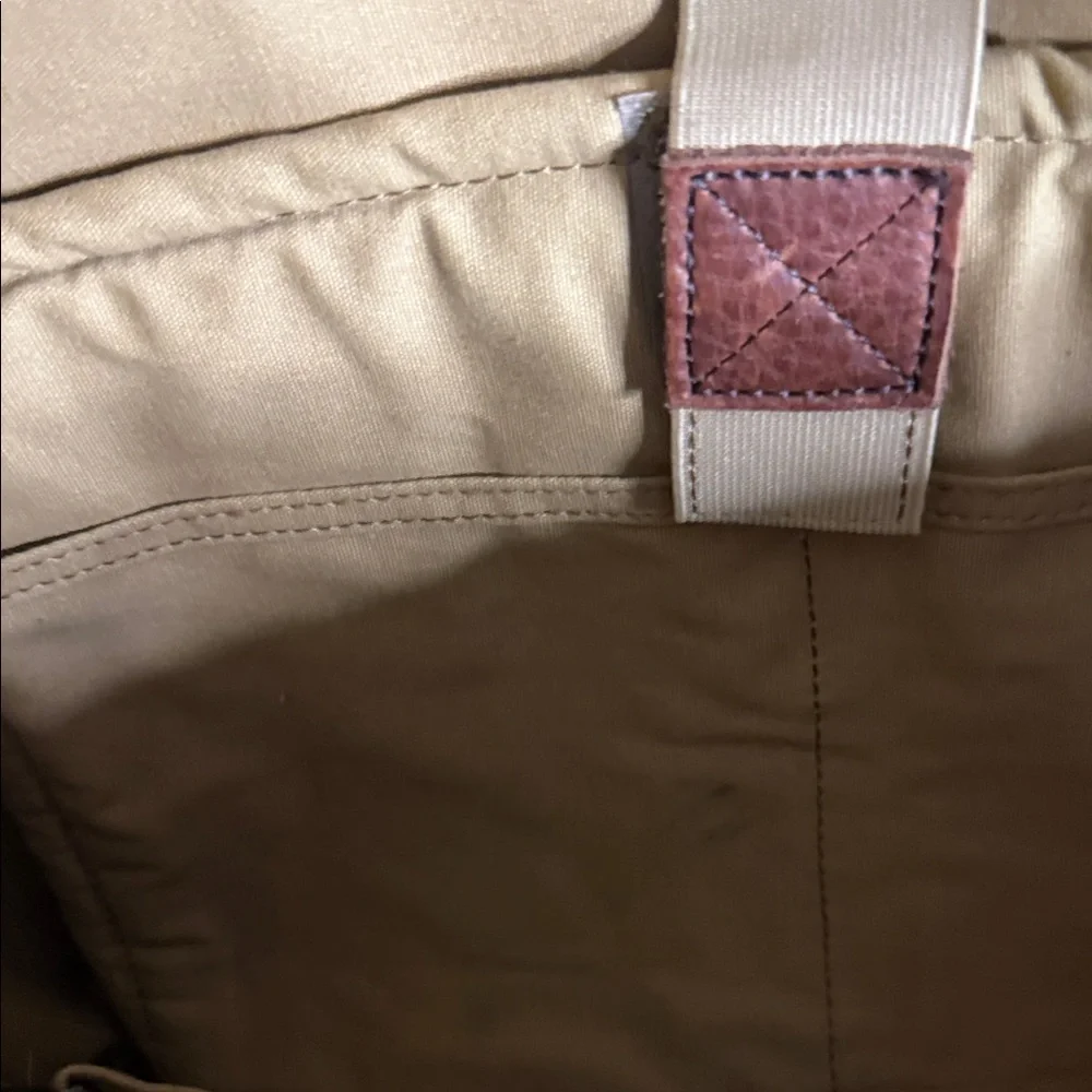 Duluth Trading Co Olive Canvas Laptop Bag with Brown Leather Trim